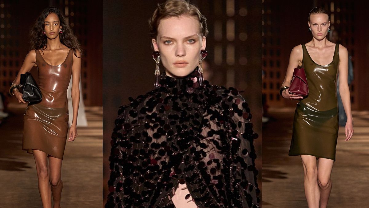 	Ferragamo collezione primavera estate 2027, tre look della sfilata alla Milano Fashion Week