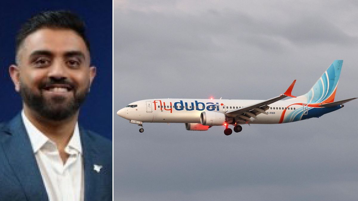 A sinistra, Smith Machachar, il pilota indiano accoltellato a bordo del volo FlyDubai