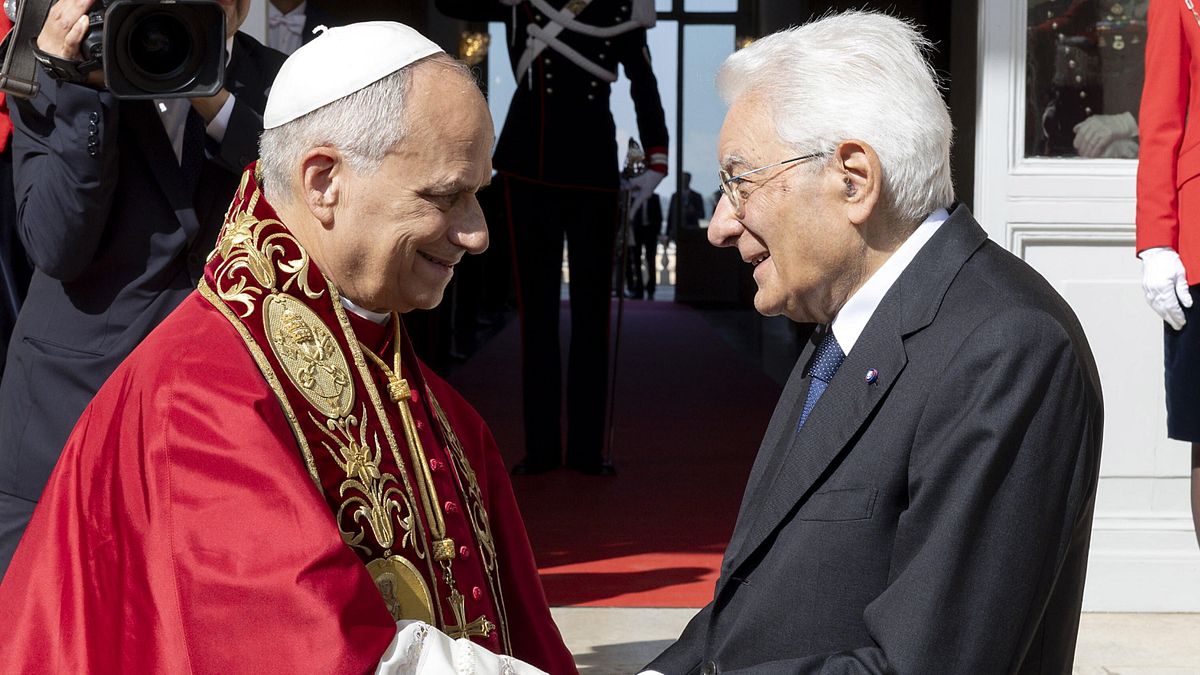 Il presidente della Repubblica, Sergio Mattarella, riceve Papa Leone XIV al Quirinale, Roma, 14 ottobre 2025