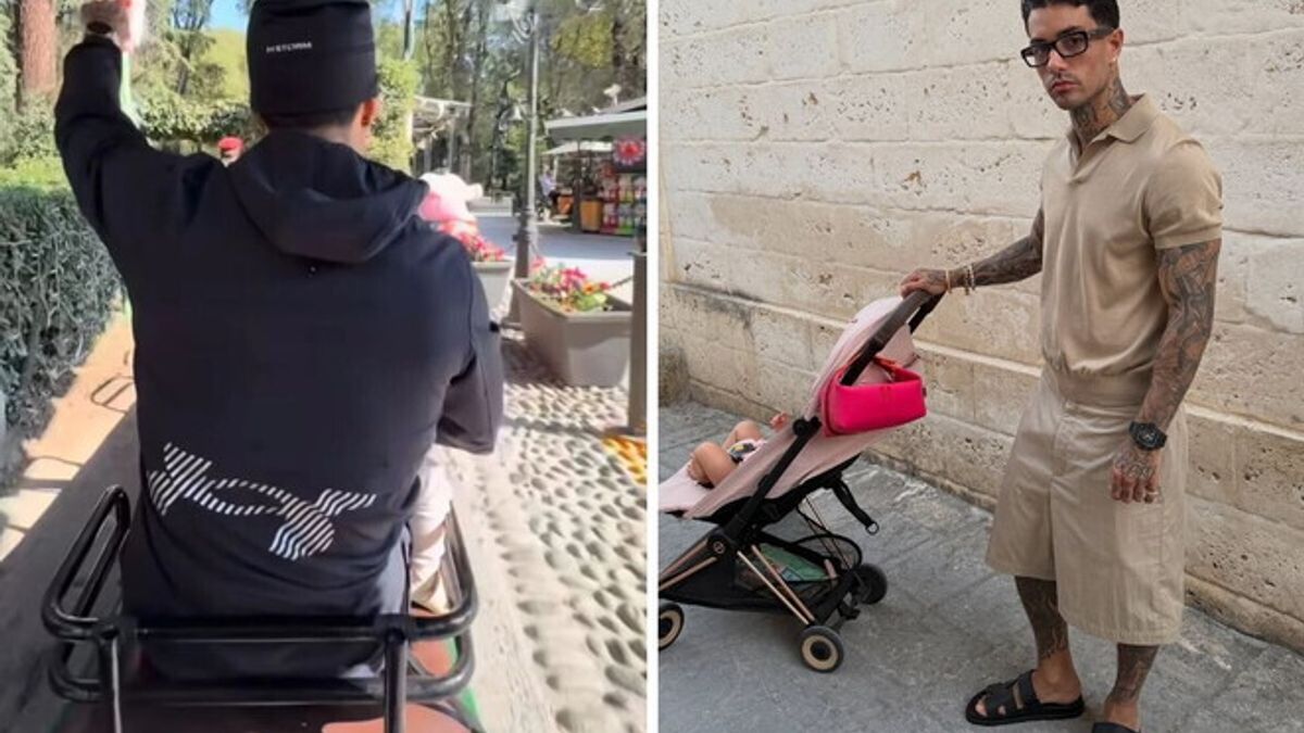 Tony Effe fa il papà al parco 