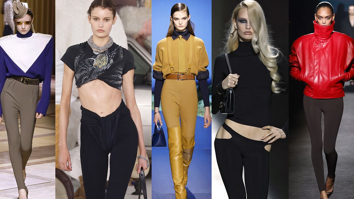 Pantaloni skinny e leggings dalle sfilate autunno inverno 2026: Mugler, Diesel, Hermès, Gucci, Balenciaga