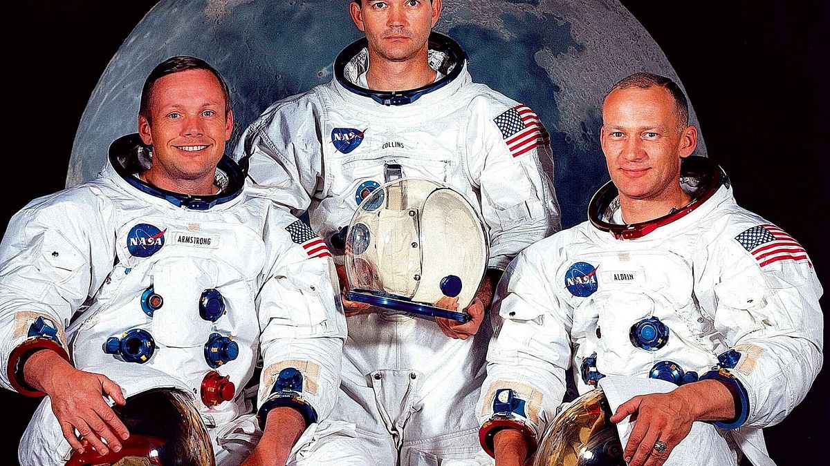 L'equipaggio dell'Apollo 11 (da sinistra a destra): Neil Armstrong, Michael Collins ed Edwin "Buzz" Aldrin Jr.