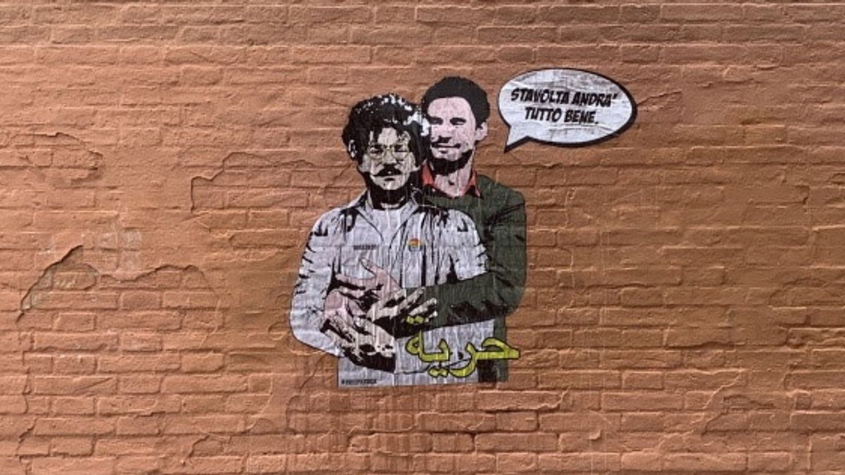 Bologna, murales della street artist Laika di Giulio Regeni e Patrick Zaki