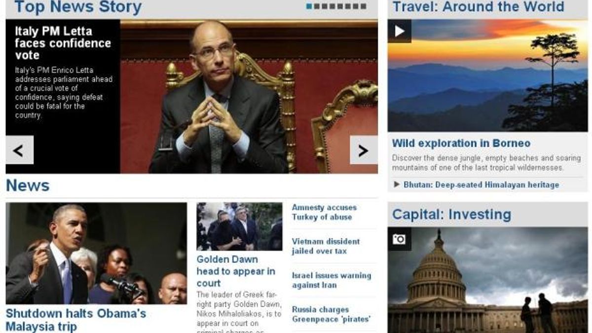 La prima pagina della BBC