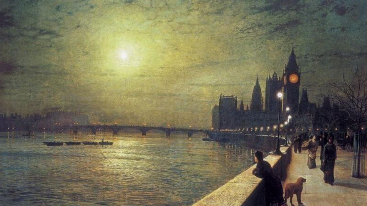 John Grimshaw, "Riflessioni sul Tamigi, Westminster"