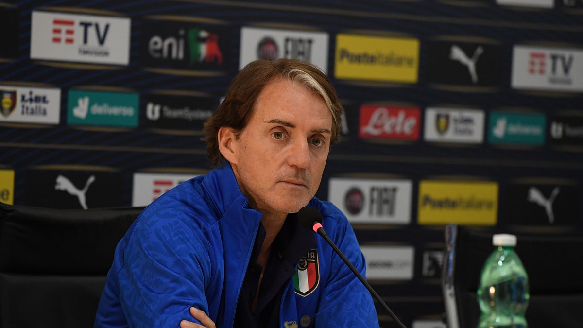 Il ct della Nazionale Roberto Mancini in conferenza stampa