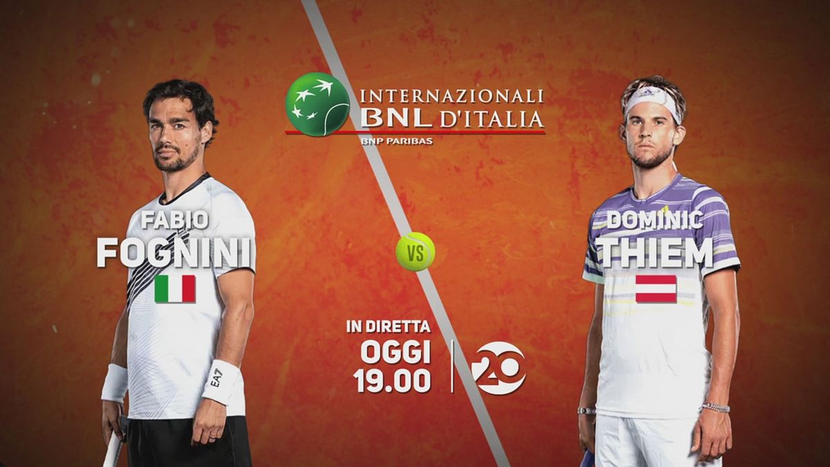 Fognini-Thiem: lunedì 9 maggio alle 19:00 sul 20