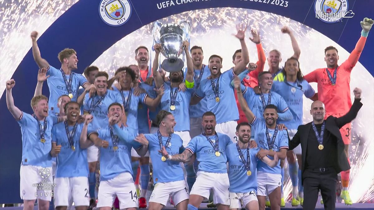 Il Manchester City vince la Champions League: la cerimonia della premiazione
