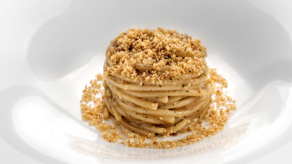 Spaghetto nocciola, bottarga di tonno e zenzero dello Chef Pasquale Laera (Foto: lefotodimarzo)