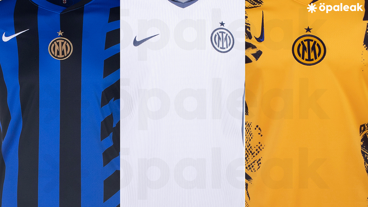 Svelate le nuove maglie dei campioni d'Italia per la stagione 2024/2025. Opaleak riporta le immagini della divisa casalinga, da trasferta e della terza maglia dell'Inter. Trattandosi di anticipazioni nello stemma comparirà poi anche la seconda stella per lo scudetto appena conquistato