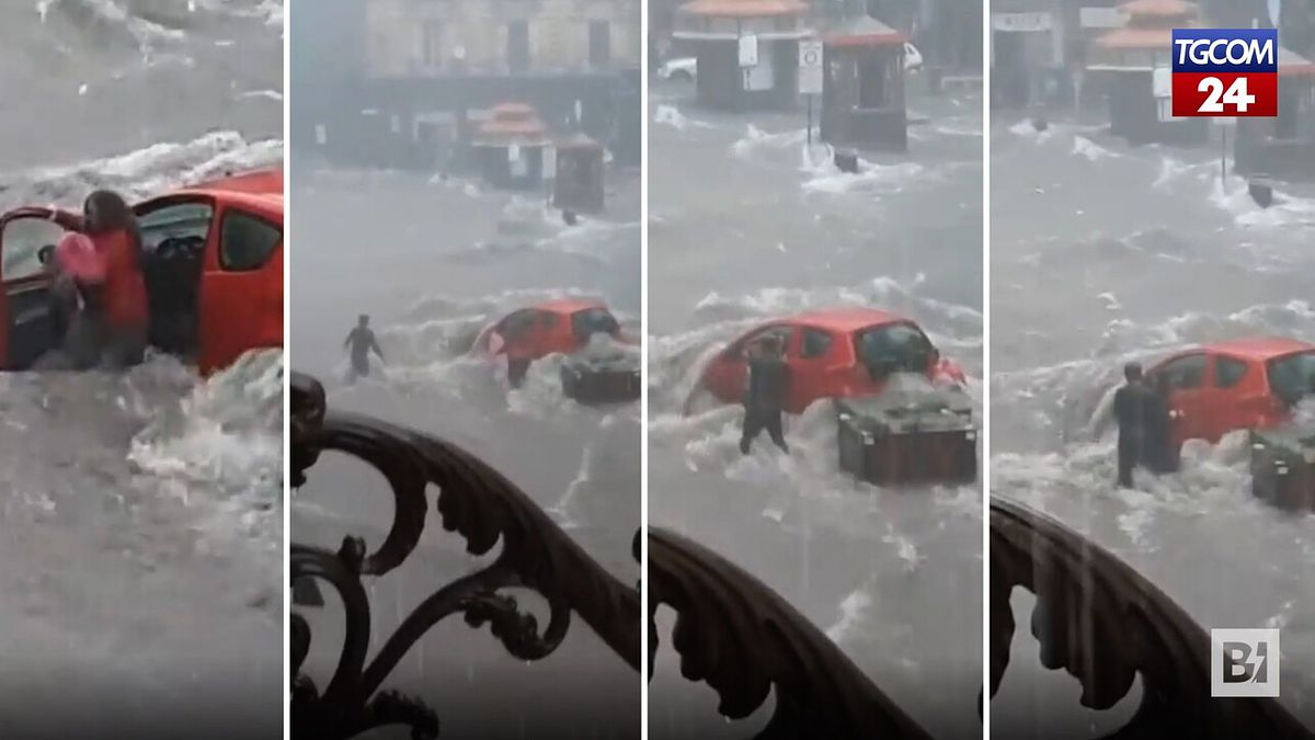 Nubifragio a Catania, i salvataggi delle persone bloccate in auto