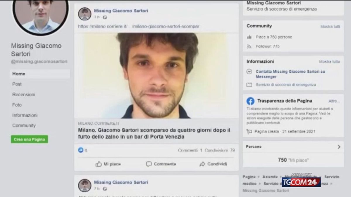 Giacomo Sartori, scomparso a Milano: ore decisive per le ricerche