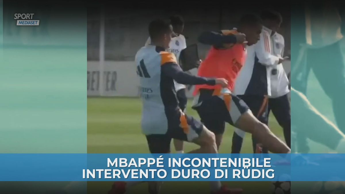 Real Madrid: tackle esagerato di Rüdiger su Mbappé