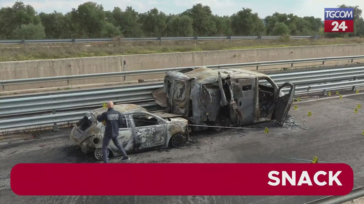 Assalto a un portavalori nel Barese: ecco ciò che resta del blindato