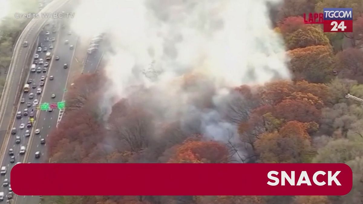 Usa, incendio lungo l'autostrada a Manhattan: una gigantesca nuvola di fumo blocca il traffico