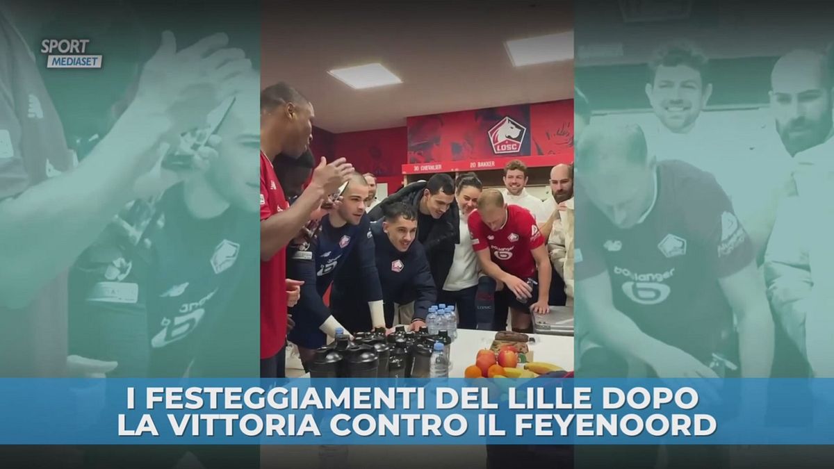 I festeggiamenti del Lille dopo la vittoria contro il Feyenoord