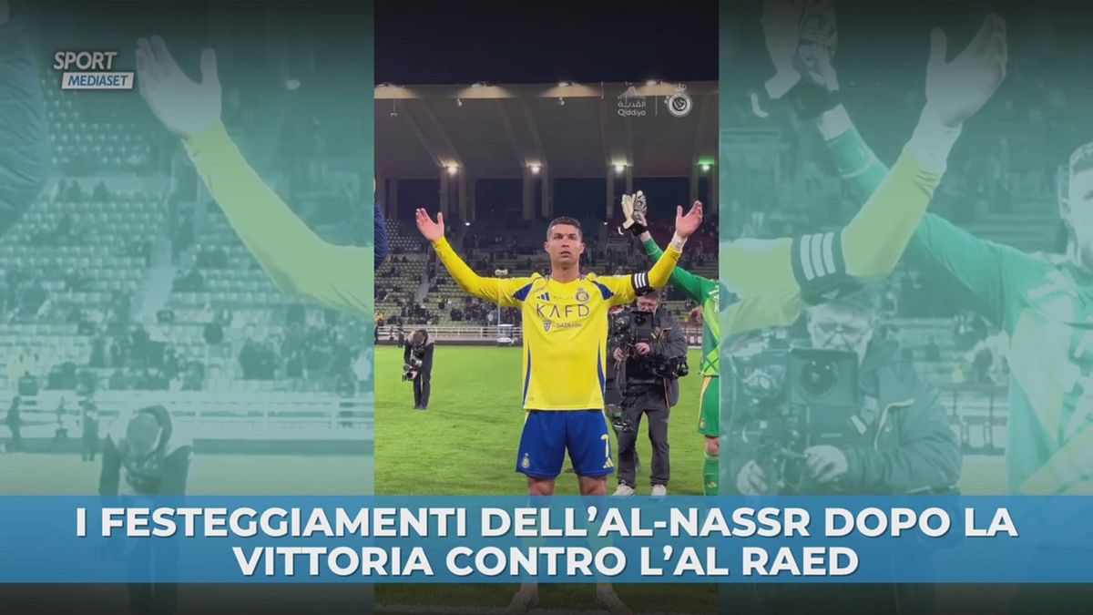 I festeggiamenti dell'Al-Nassr dopo la vittoria contro l'Al Raed