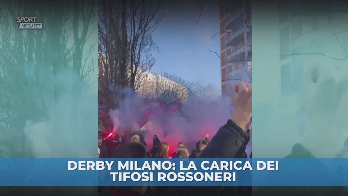 Derby Milano, la carica dei tifosi rossoneri