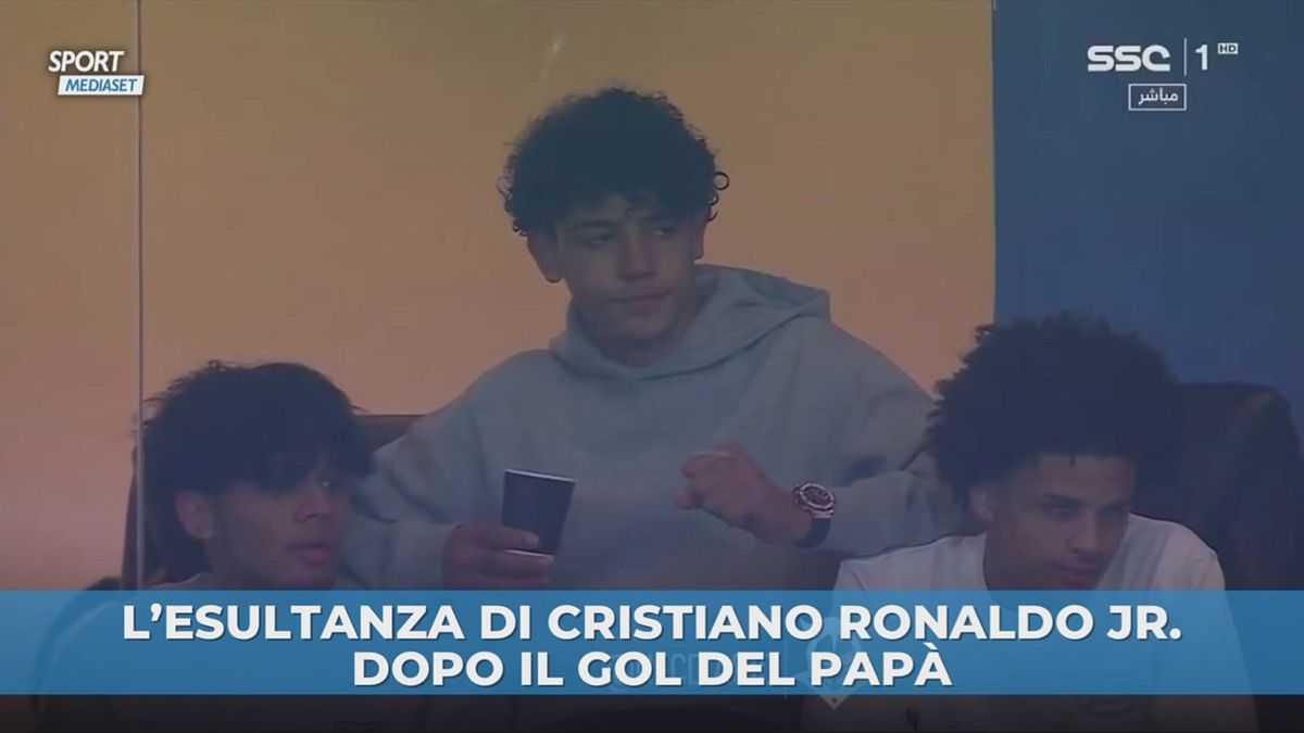 L'esultanza di Cristiano Ronaldo Jr. dopo il gol del papà