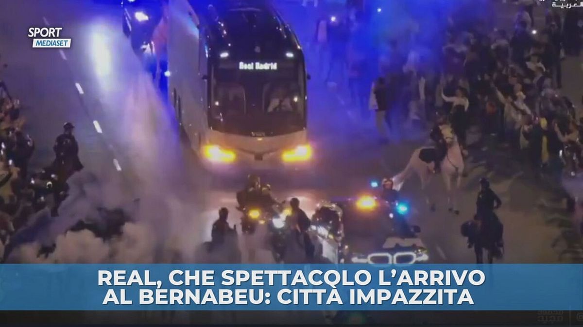 Spettacolo a Madrid per l'arrivo del Real