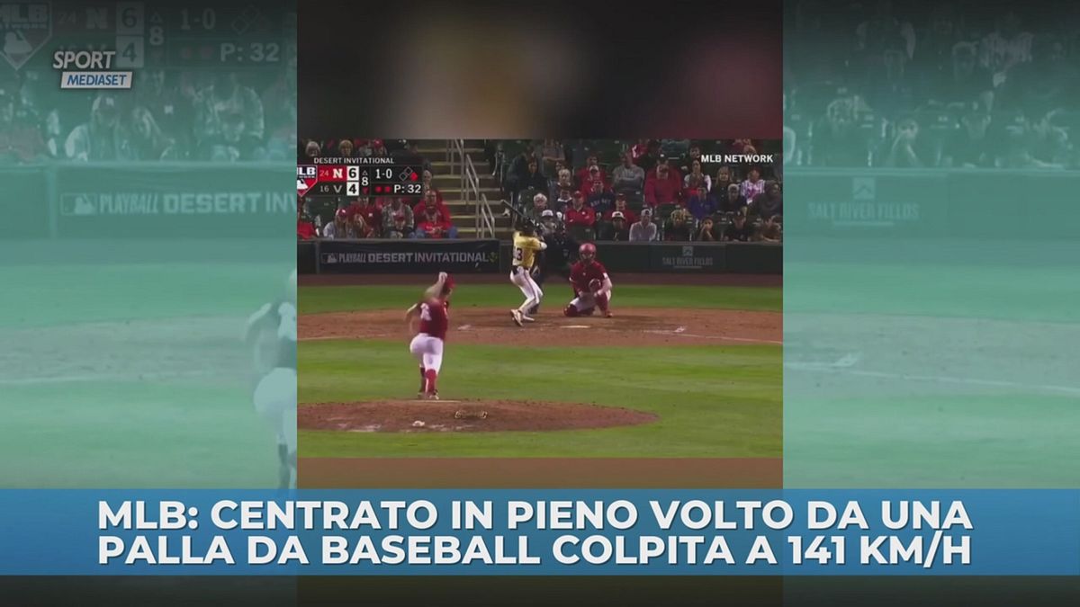 MLB: Centrato in pieno volto da una palla da baseball colpita a 141 Km/h