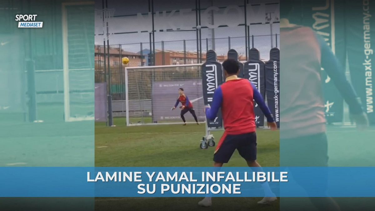 Lamine Yamal perfetto su punizione: non sbaglia mai in allenamento!