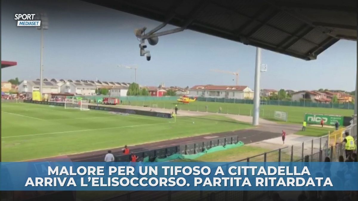 Malore per un tifoso, interviene l'elisoccorso a Cittadella