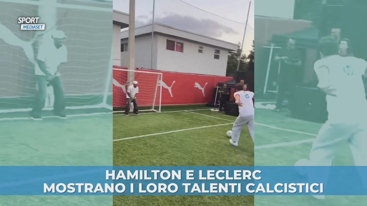 Hamilton e Leclerc mostrano i loro talenti calcistici