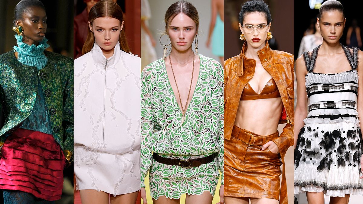 La minigonna sulle passerelle della primavera estate 2025: Saint Laurent, Gucci, Luisa Spagnoli, Ferrari, Louis Vuitton