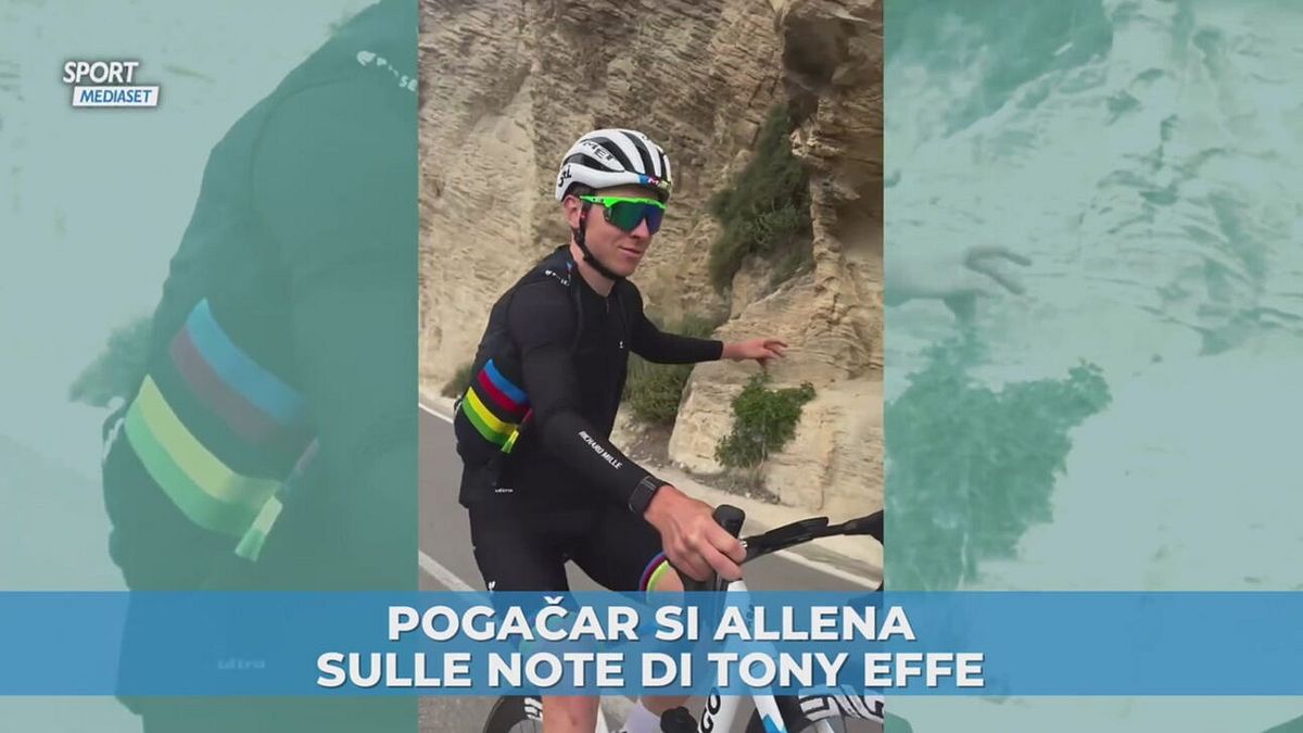 Pogacar si allena sulle note di Tony Effe