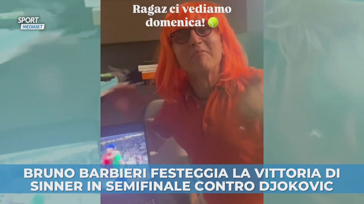 Barbieri festeggia la vittoria di Sinner