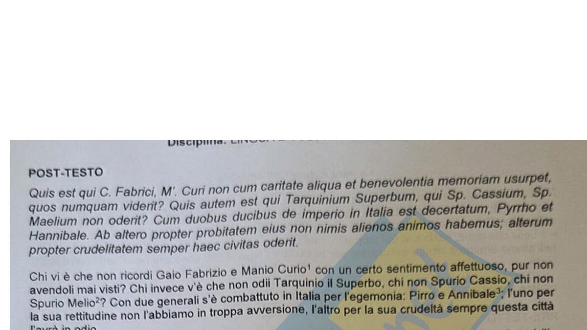 La traccia della seconda prova di Maturità al Liceo Classico