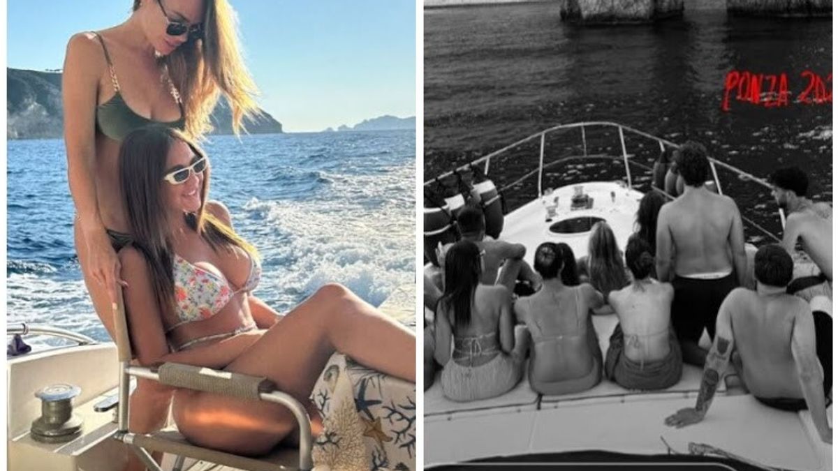 Ilary Blasi in barca a Ponza con tutta la famiglia