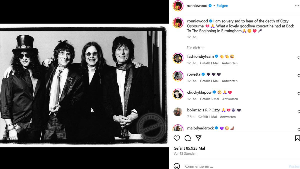 Ozzy Osbourne'a veda, Müzik Dünyasının Haraç