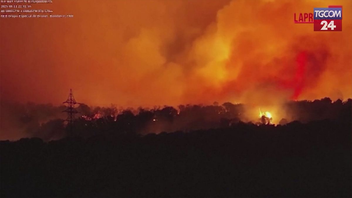 spagna incendio vicino a madrid le fiamme nel comune di tres cantos