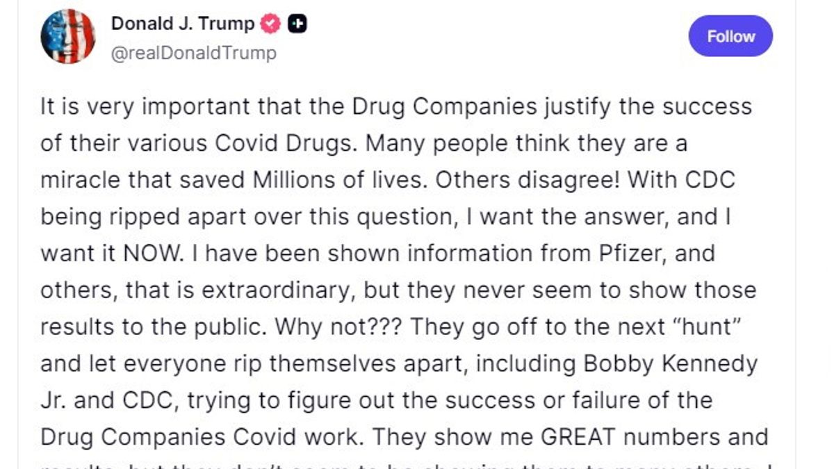 Usa, Trump chiede alle case farmaceutiche i dati sul successo del vaccino contro il Covid