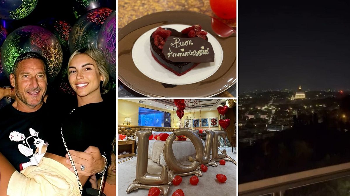 Francesco Totti e Noemi Bocchi, anniversario da sogno: la serata romantica sui tetti di Roma