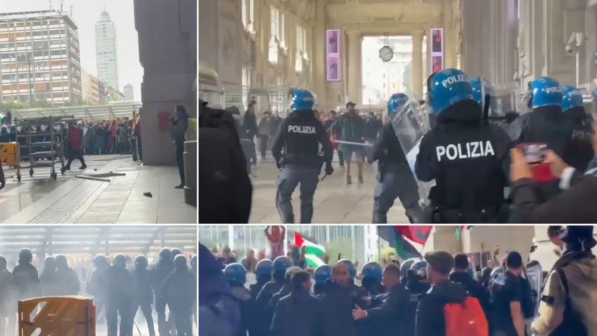 Proteste per Gaza, guerriglia urbana davanti alla Stazione Centrale di Milano | Disordini anche a Roma, Bologna, Torino e Marghera