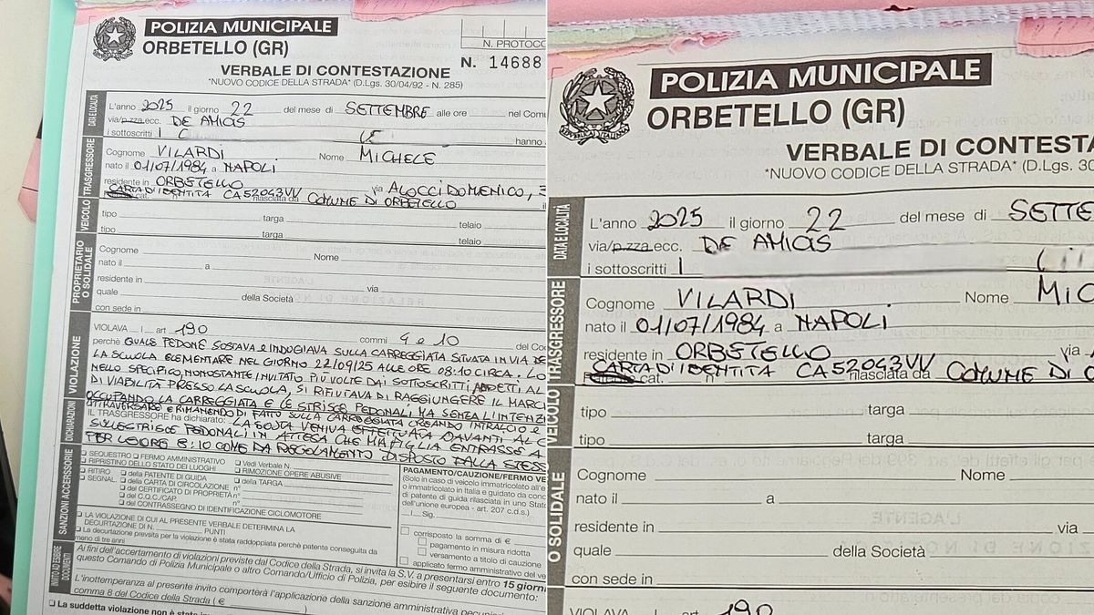 orbetello padre aspetta a piedi la figlia sulle strisce davanti alla scuola vigilessa lo multa