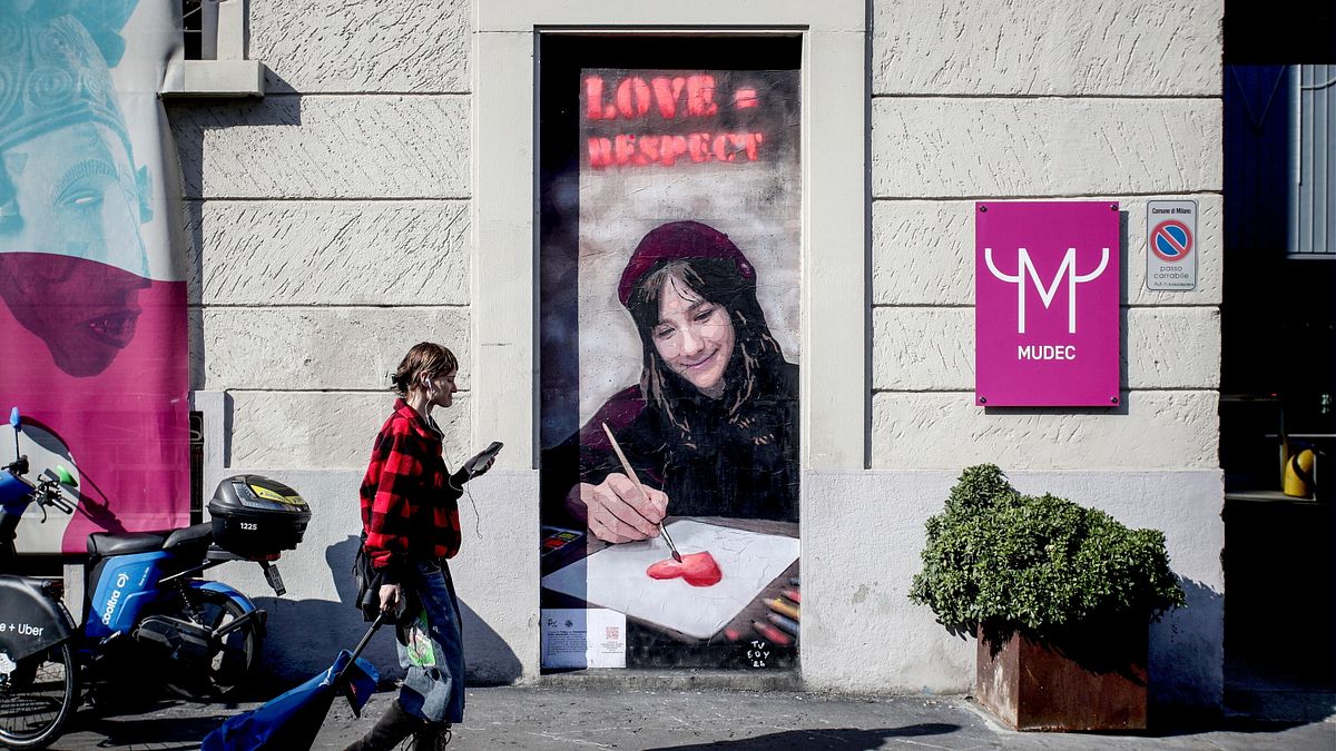 8 Mart, Giulia Cecchettin'in Milano'daki Tvboy duvar resmi