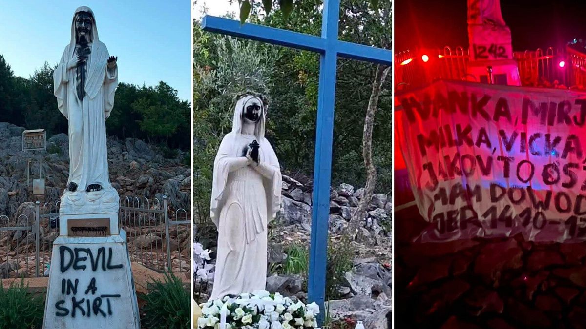 imbrattate due statue con la Madonna