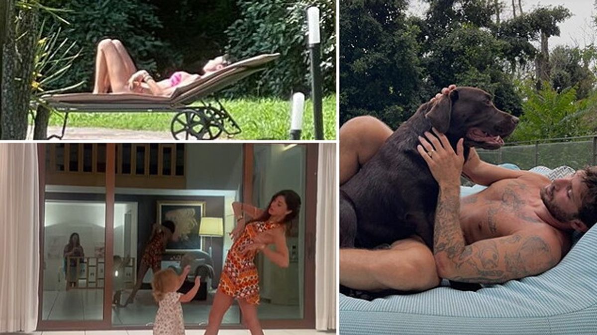 Belen Rodriguez relax ad Albarella, Stefano De Martino col cane