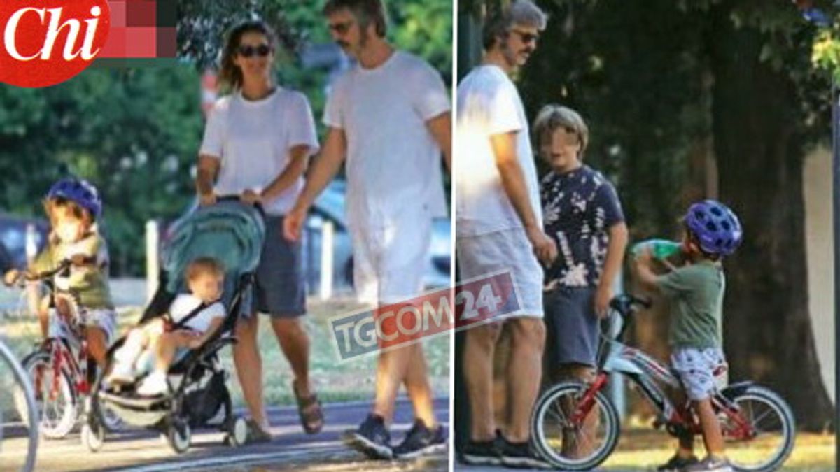 Fotogallery - Kim Rossi Stuart al parco con Ilaria Spada e i figli