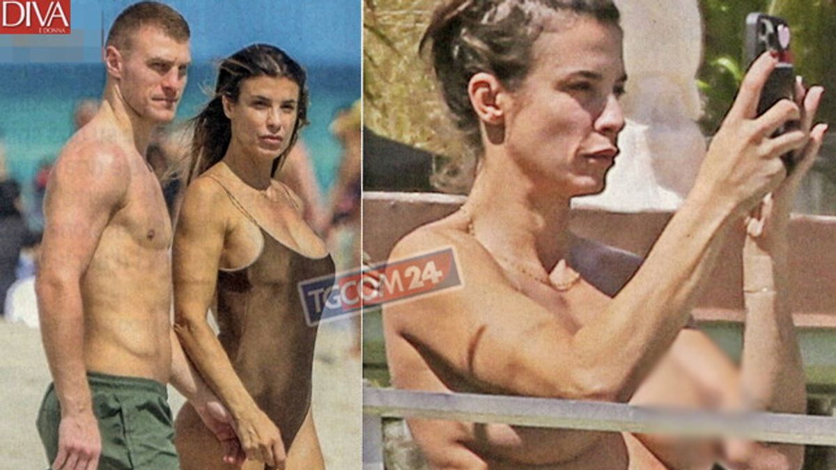 Elisabetta Canalis sfodera il primo topless della stagione