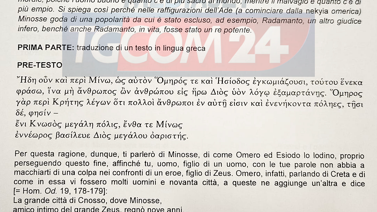 Una Triste Vittoria Versione Greco Maturità 2024, ecco il testo della versione di greco per la seconda