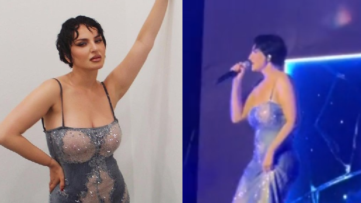 Arisa, Club Dogo'da şovu çaldı: San Siro'da sütyensiz ve transparan bir elbiseyle