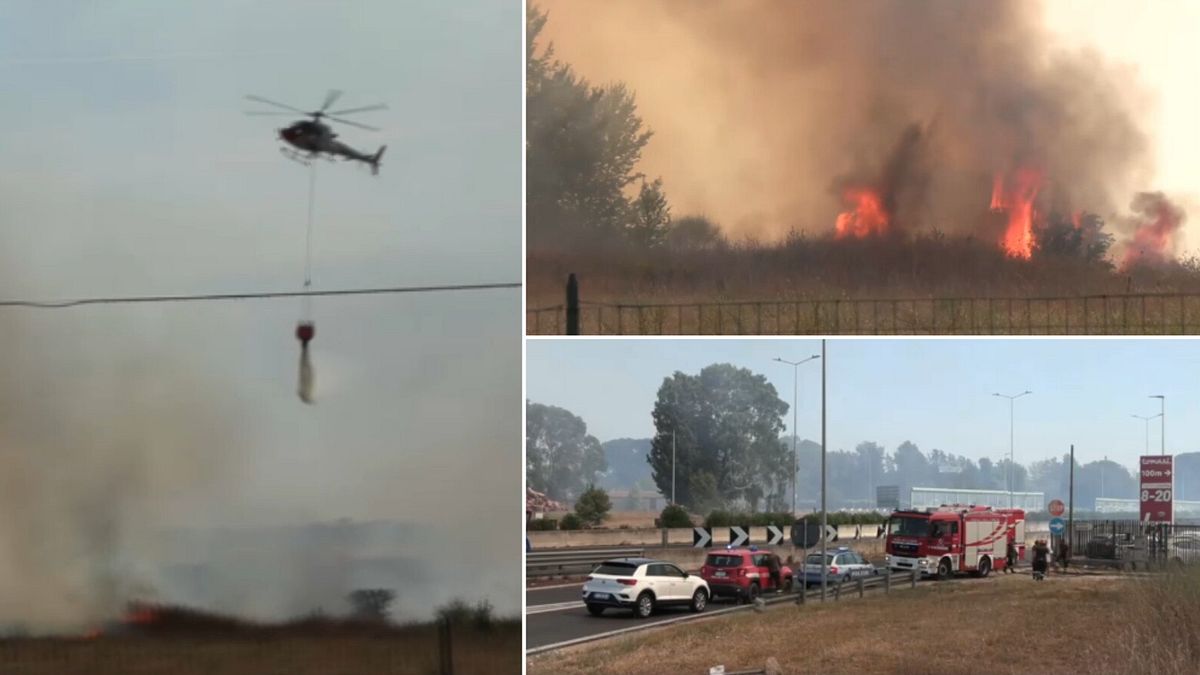 Roma, grande incendio vicino al Gra: evacuato un parco acquatico