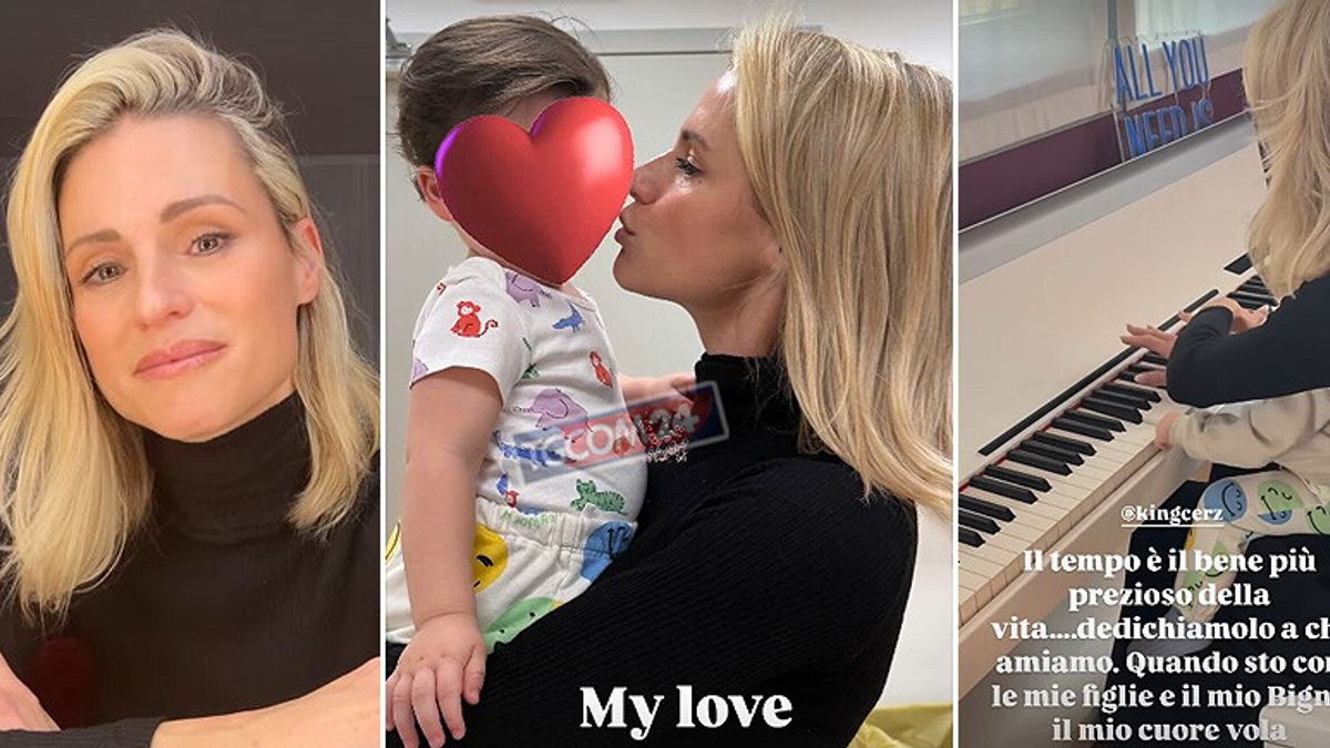 Michelle Hunziker al pianoforte con Cesare: "Quando sto con il mio Bignè, il cuore vola"