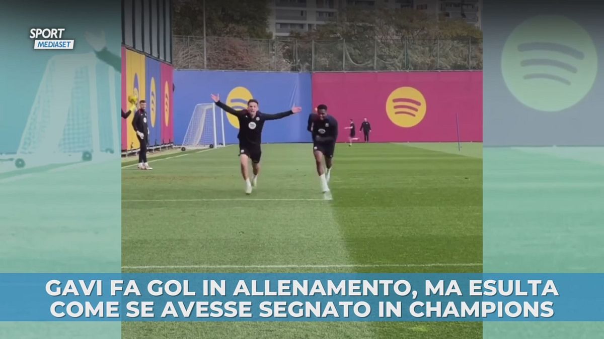 Gavi fa gol in allenamento, ma esulta come se avesse segnato in Champions