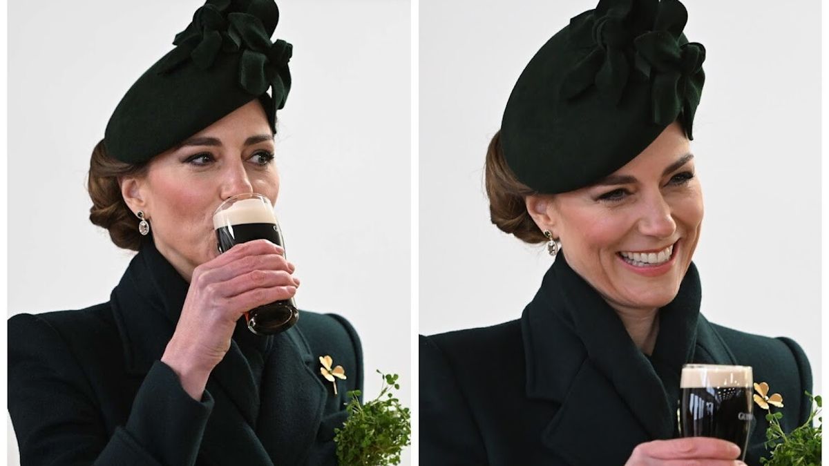 Prenses Kate Middleton San Patrizio Parade'de bira içiyor